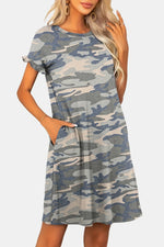 Load image into Gallery viewer, Flounce Sleeve Round Neck Dress with Pockets