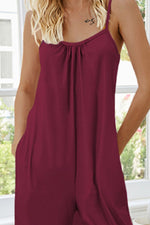 Load image into Gallery viewer, Scoop Neck Spaghetti Strap Pocket Jumpsuit
