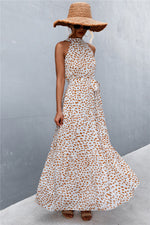 Load image into Gallery viewer, Printed Sleeveless Tie Waist Maxi Dress