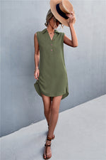 Load image into Gallery viewer, Buttoned Johnny Collar Sleeveless Dress
