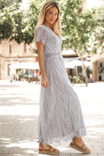 Load image into Gallery viewer, Scalloped Trim Lace Plunge Dress