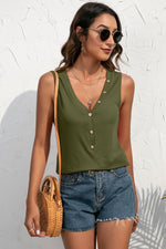 Load image into Gallery viewer, Buttoned Deep V Tank