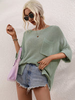 Load image into Gallery viewer, Boat Neck Cuffed Sleeve Slit Tunic Knit Top