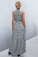Load image into Gallery viewer, Printed Sleeveless Tie Waist Maxi Dress