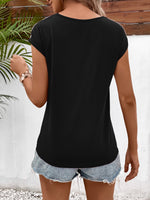 Load image into Gallery viewer, Spliced Lace V-Neck Twisted Hem Tee