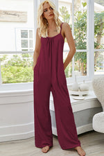 Load image into Gallery viewer, Scoop Neck Spaghetti Strap Pocket Jumpsuit