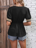 Load image into Gallery viewer, Contrast V-Neck Babydoll Top