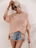 Load image into Gallery viewer, Boat Neck Cuffed Sleeve Slit Tunic Knit Top