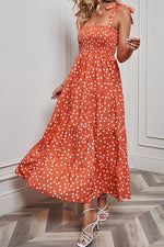 Load image into Gallery viewer, Polka Dot Smocked Tiered Sleeveless Dress