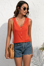 Load image into Gallery viewer, Buttoned Deep V Tank