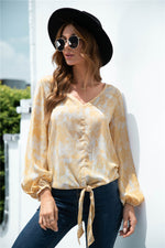 Load image into Gallery viewer, Tie-Dye Tied Balloon Sleeve Blouse
