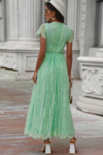 Load image into Gallery viewer, Scalloped Trim Lace Plunge Dress