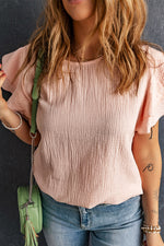 Load image into Gallery viewer, Textured Flutter Sleeve Keyhole Blouse