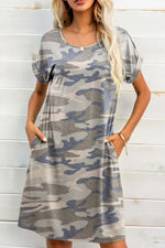 Load image into Gallery viewer, Scoop Neck Short Sleeve Pocket Dress
