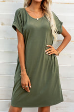 Load image into Gallery viewer, Scoop Neck Short Sleeve Pocket Dress