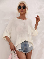 Load image into Gallery viewer, Boat Neck Cuffed Sleeve Slit Tunic Knit Top