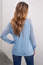 Load image into Gallery viewer, Sheer Striped V-Neck Top
