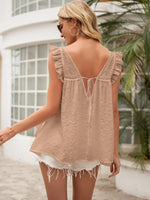 Load image into Gallery viewer, Tie Back V-Neck Ruffled Blouse