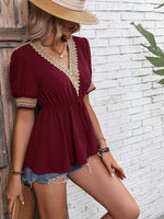 Load image into Gallery viewer, Contrast V-Neck Babydoll Top