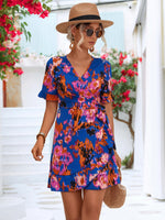 Load image into Gallery viewer, Printed Flounce Sleeve Tied Dress