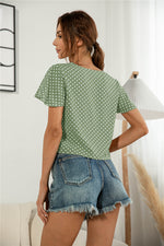 Load image into Gallery viewer, Decorative Button V-Neck Tied Blouse