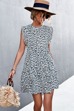 Load image into Gallery viewer, Leopard Round Neck Mini Dress