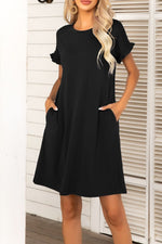 Load image into Gallery viewer, Flounce Sleeve Round Neck Dress with Pockets