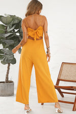Load image into Gallery viewer, Cutout Spaghetti Strap Tie Back Wide Leg Jumpsuit