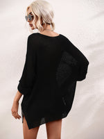 Load image into Gallery viewer, Boat Neck Cuffed Sleeve Slit Tunic Knit Top