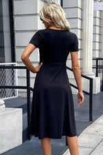 Load image into Gallery viewer, Buttoned Short Sleeve Slit Dress