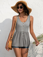 Load image into Gallery viewer, Decorative Button Scoop Neck Tank
