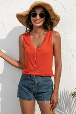 Load image into Gallery viewer, Buttoned Deep V Tank