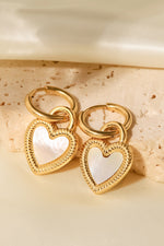 Load image into Gallery viewer, Inlaid Shell Heart Drop Earrings
