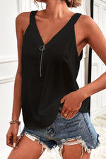 Load image into Gallery viewer, Half-Zip Scoop Neck Tank
