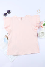 Load image into Gallery viewer, Textured Flutter Sleeve Keyhole Blouse