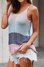 Load image into Gallery viewer, Color Block Scoop Neck Knit Tank