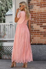 Load image into Gallery viewer, Scalloped Trim Lace Plunge Dress