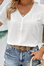 Load image into Gallery viewer, Textured Lace Trim Tee Shirt