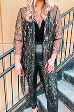 Load image into Gallery viewer, Sequin Open Front Sheer Cardigan