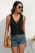Load image into Gallery viewer, Buttoned Deep V Tank