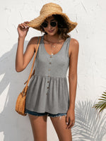 Load image into Gallery viewer, Decorative Button Scoop Neck Tank