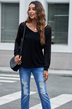 Load image into Gallery viewer, Sheer Striped V-Neck Top