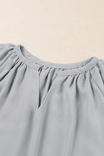 Load image into Gallery viewer, Gathered Detail Notched Neck Flutter Sleeve Top