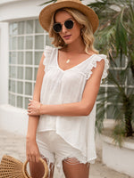 Load image into Gallery viewer, Tie Back V-Neck Ruffled Blouse