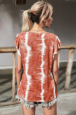 Load image into Gallery viewer, Tie-Dye Buttoned Flutter Sleeve Blouse