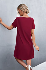 Load image into Gallery viewer, Spliced Lace Contrast Short Sleeve Dress