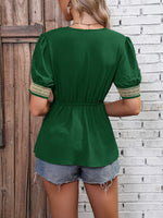 Load image into Gallery viewer, Contrast V-Neck Babydoll Top