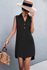 Load image into Gallery viewer, Buttoned Johnny Collar Sleeveless Dress