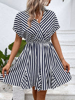 Load image into Gallery viewer, Striped Johnny Collar Mini Dress