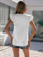Load image into Gallery viewer, Notched Neck Butterfly Sleeve Blouse